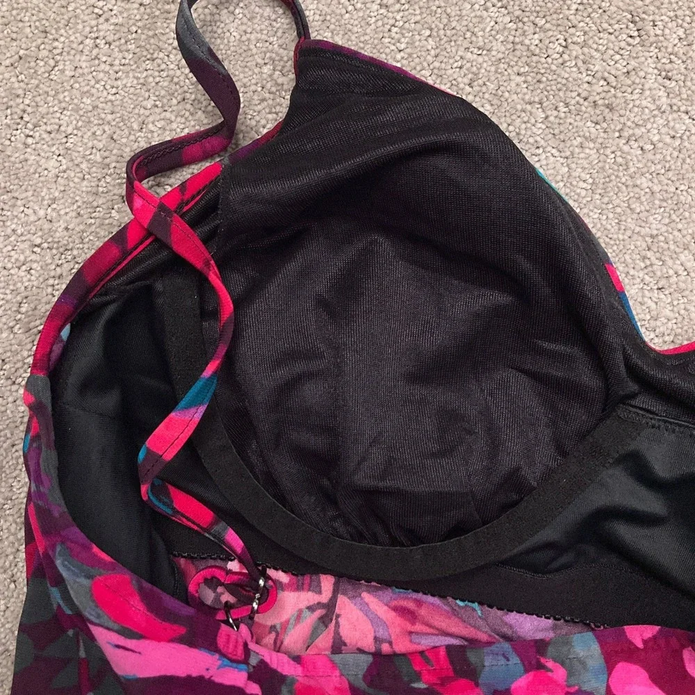 Magicsuit Tankini Top Womens 10 Pink Purple Tropical Floral‎ Swim Side Tie